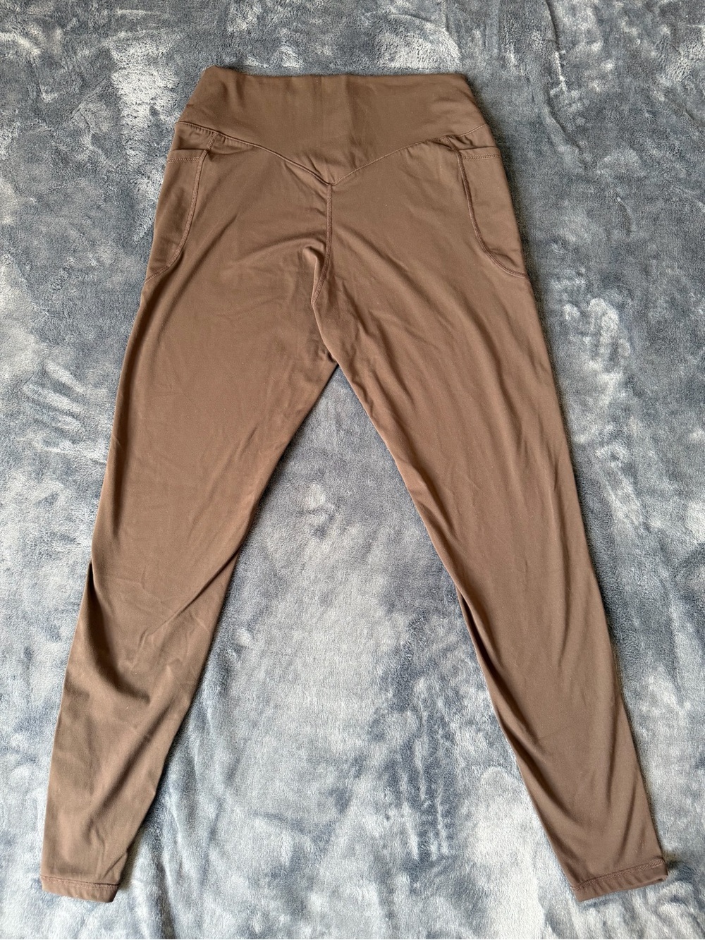Sunzel Women’s High Waisted Leggings XL Brown V Waist Stretch Yoga Workout Pants